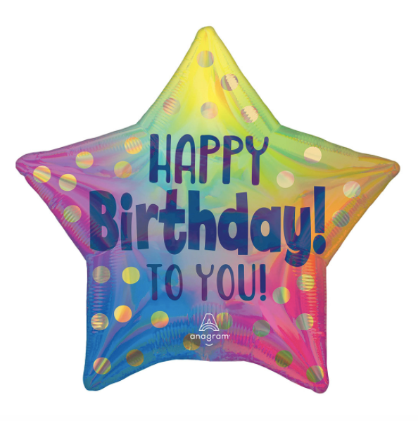 18 Foil Rainbow Polka Dot Happy Birthday Balloon