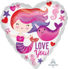 17" Valentine Narwhal and Mermaid - Love You