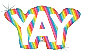 34" Rainbow Yay Holographic Mylar Balloon