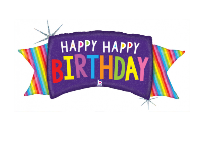 46" Rainbow Banner Birthday Balloon
