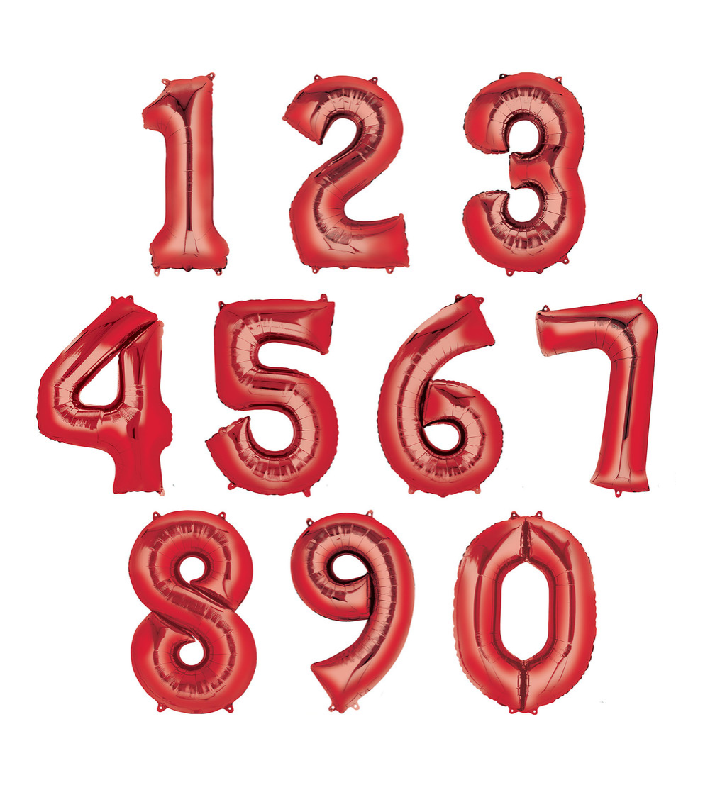 34 inch Red Number Balloon