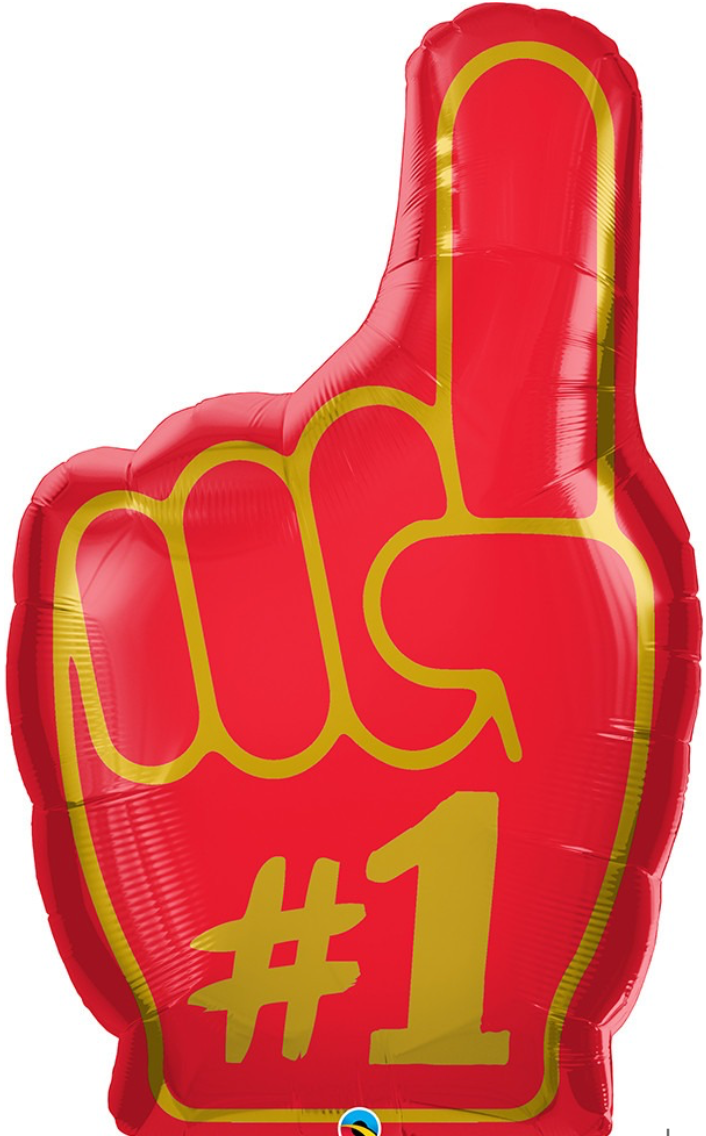 37" Number 1 Finger Mylar Balloon