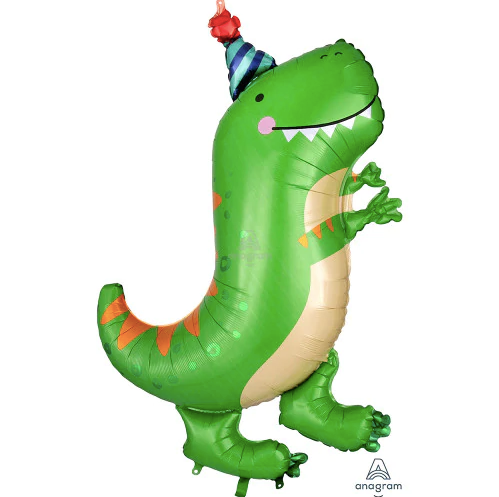 34" Party Hat T-Rex Mylar Balloon