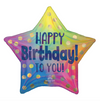 19" Polka Dot Star Happy Birthday Mylar