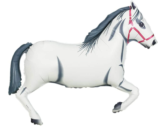 43" White Horse Mylar Balloon
