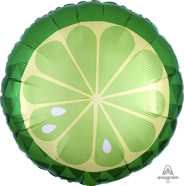 18" Lime Slice Mylar Balloon