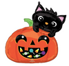 25" Halloween cat and Candy Pumpkin Mylar Balloon