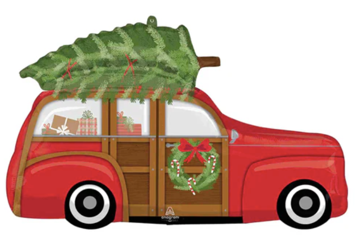 Woody Wagon Christmas Tree Mylar Balloon 32"
