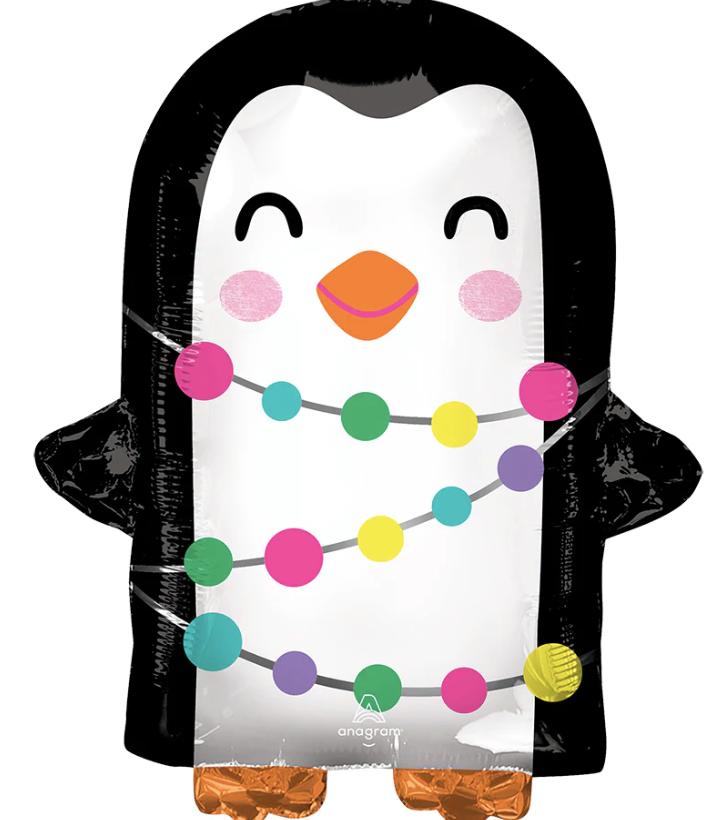 Bright Holiday Penguin Mylar Balloon