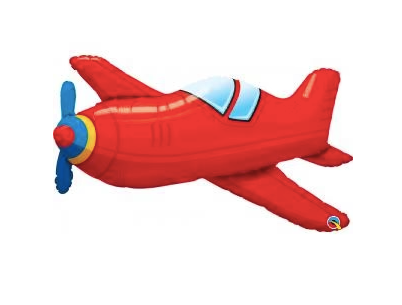 36" Red Vintage Airplane Mylar Balloon