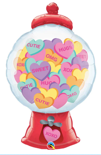 43" Candy Heart Gumball Machine Mylar Balloon