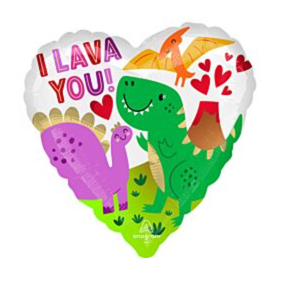 17" I Lava You Dinosaurs Mylar