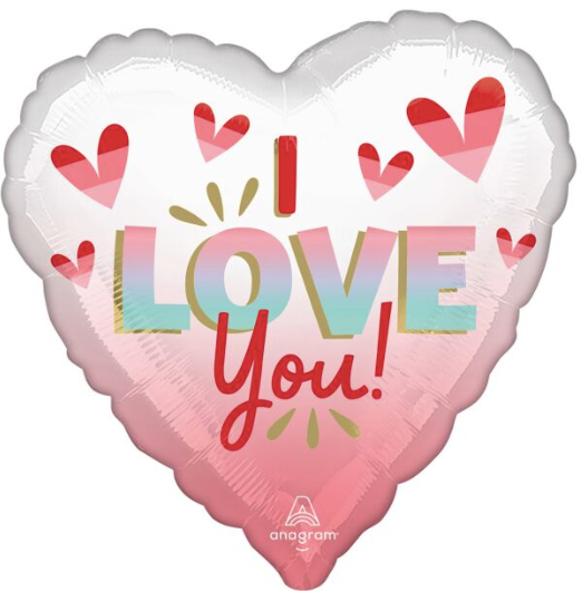 17" I Love You Ombre Heart