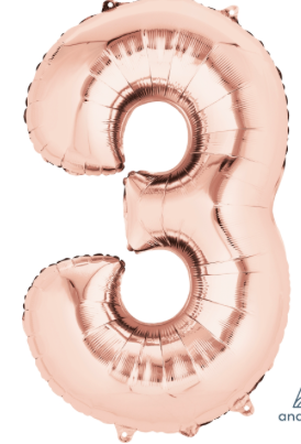 34 inch Rose Gold Number Balloon