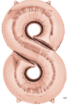 34 inch Rose Gold Number Balloon