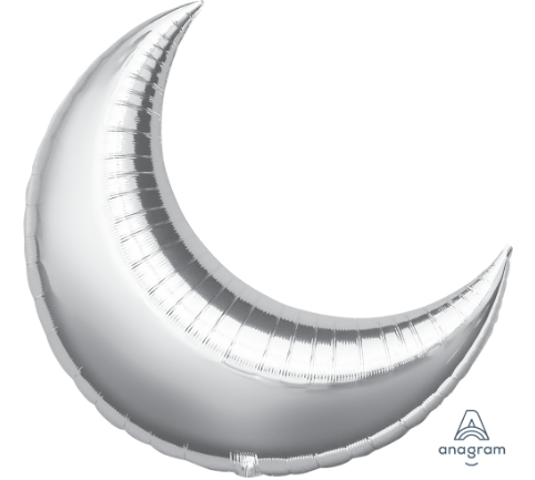 26" Silver Crescent Moon Balloon