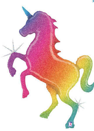 54" Holographic Unicorn Mylar Balloon