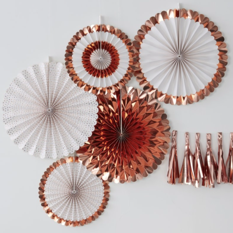Rose Gold Paper Fan Set