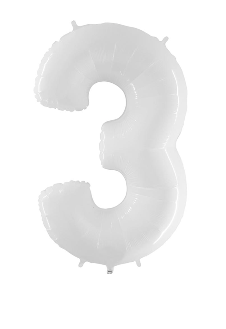 40 inch White Number Mylar