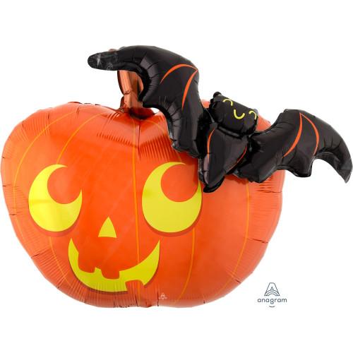 31" Pumpkin and Bat Mylar
