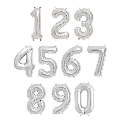 34 inch Silver Number Balloon